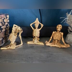 Gold Yoga Skeleton Figurines